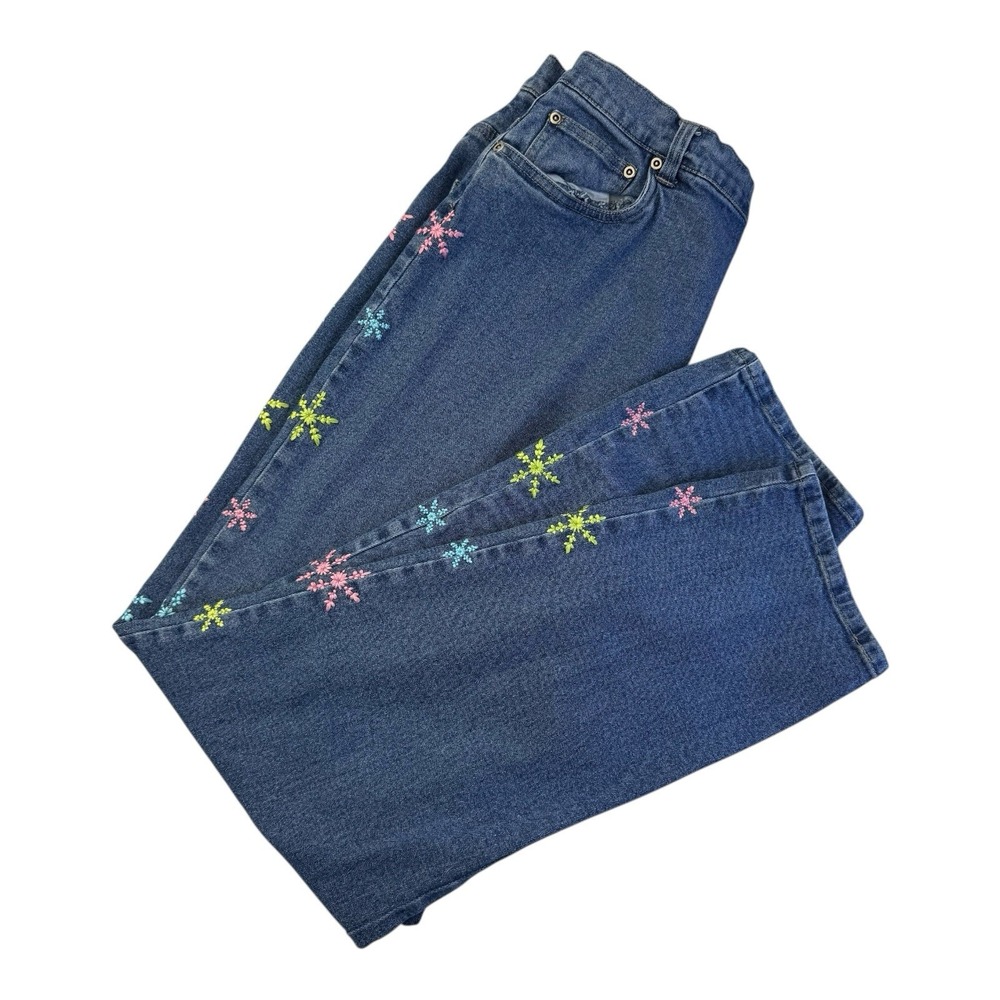 Vintage Quacker Factory Embroidered Snowflake Jeans • 27" (Vintage 14)
